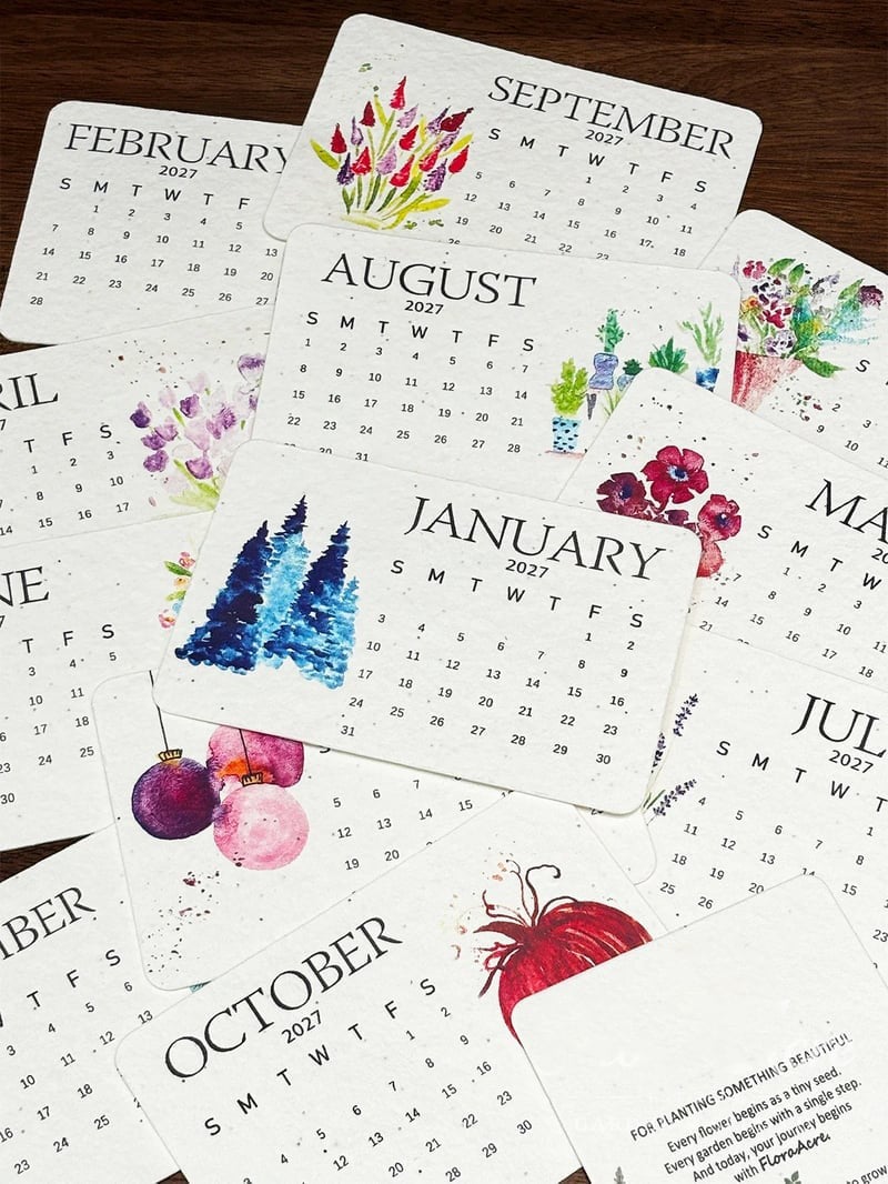 š±Eco-Friendly Plantable āTimelessā Seed Calendar 2027