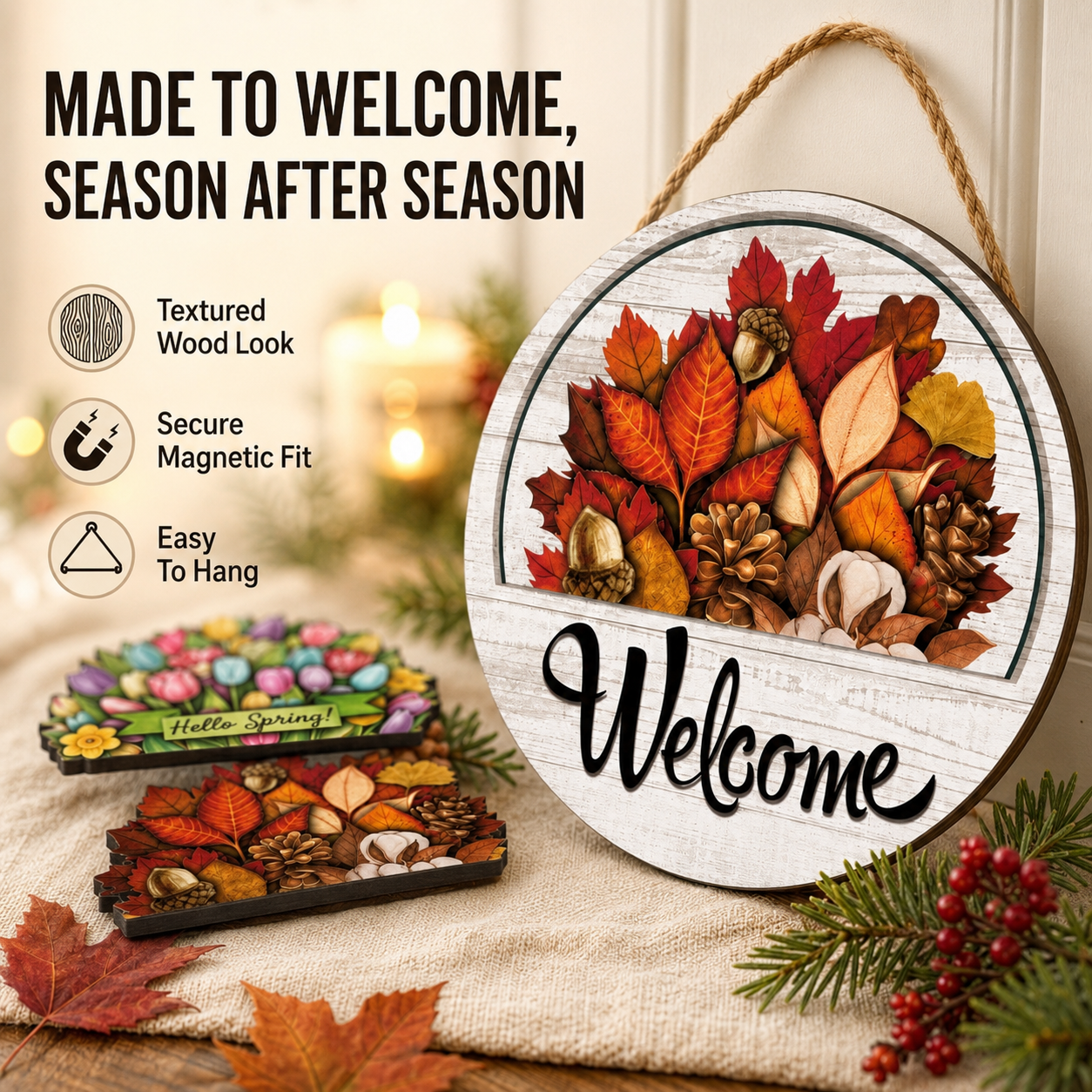16 Pcs Interchangeable Welcome Sign for Front Door
