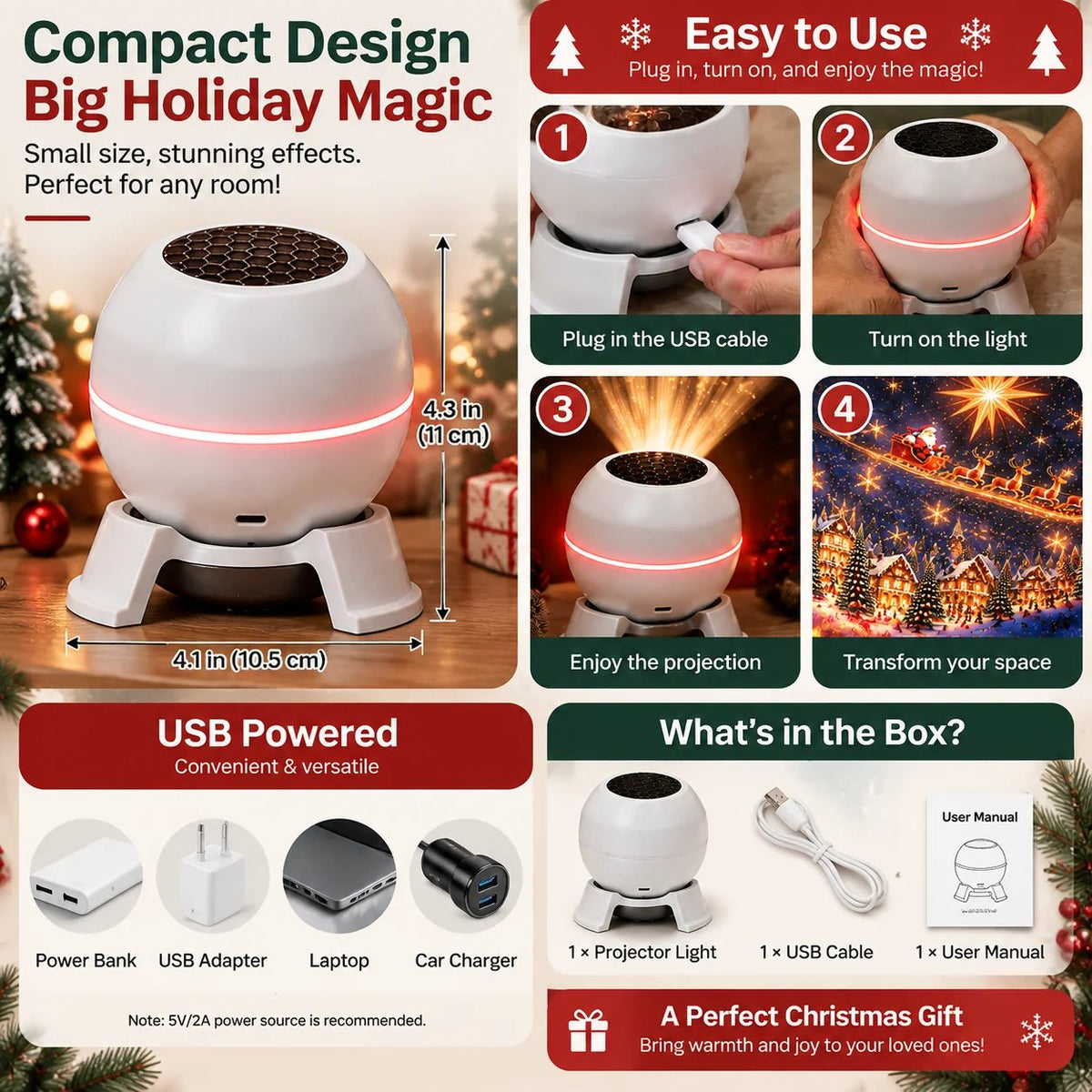 π
Turn Any Room Into a Christmas Wonderland β Holiday Projection Night Light