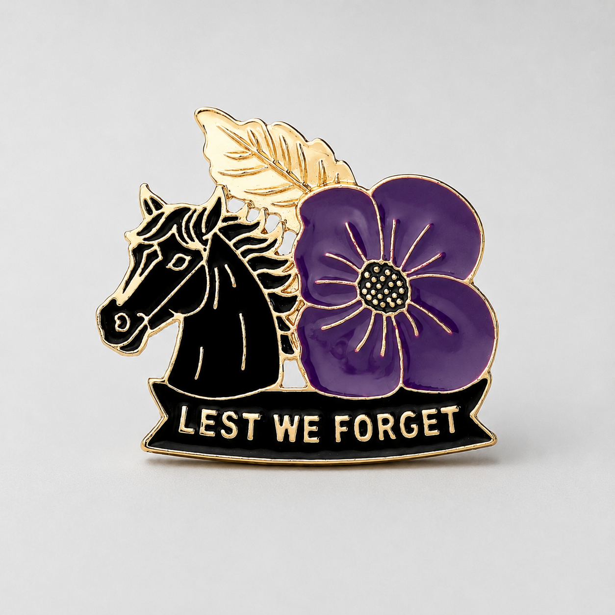 Limited‑Edition Purple Poppy War Equine Remembrance Brooch