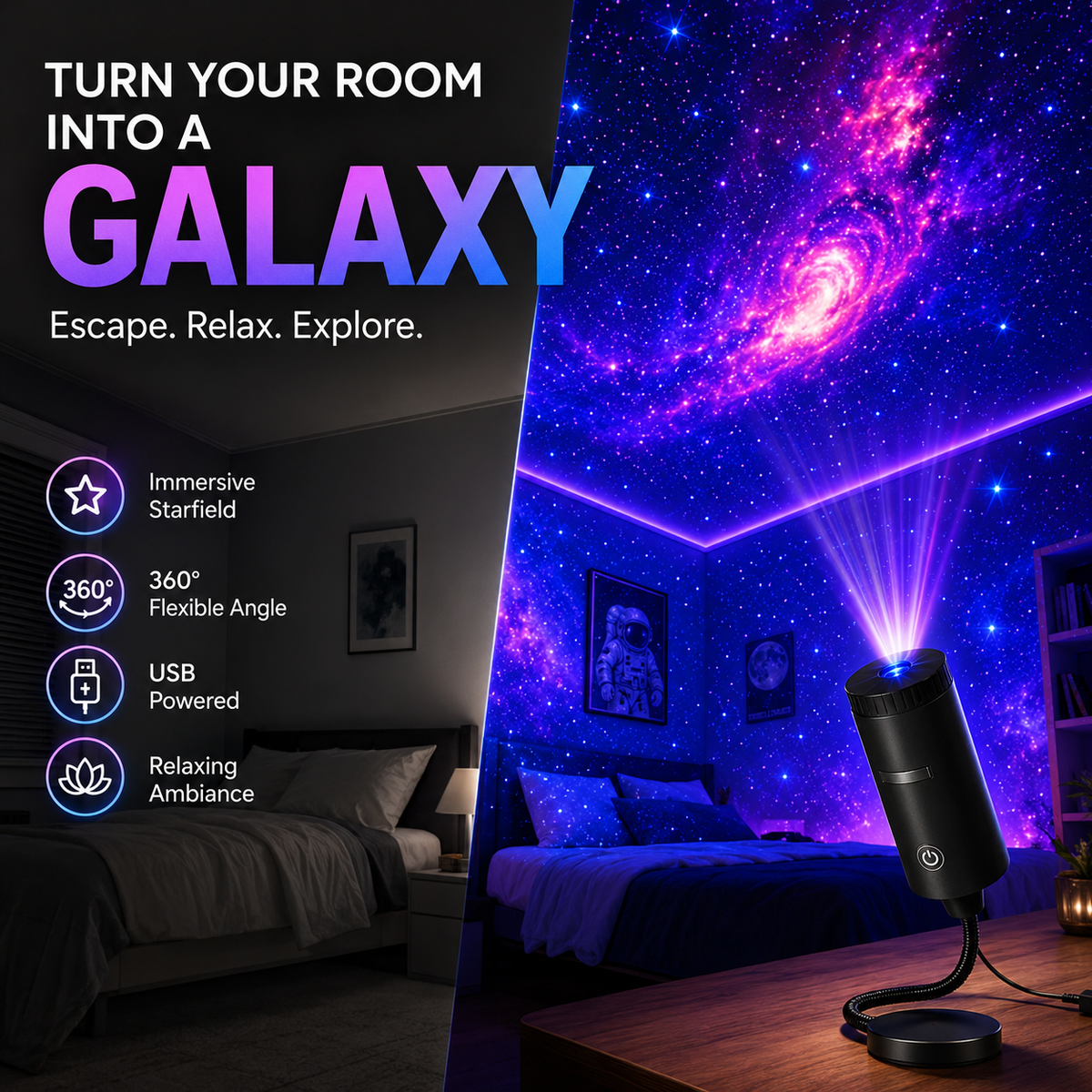 ✨Plug-and-Play HD Star Projector