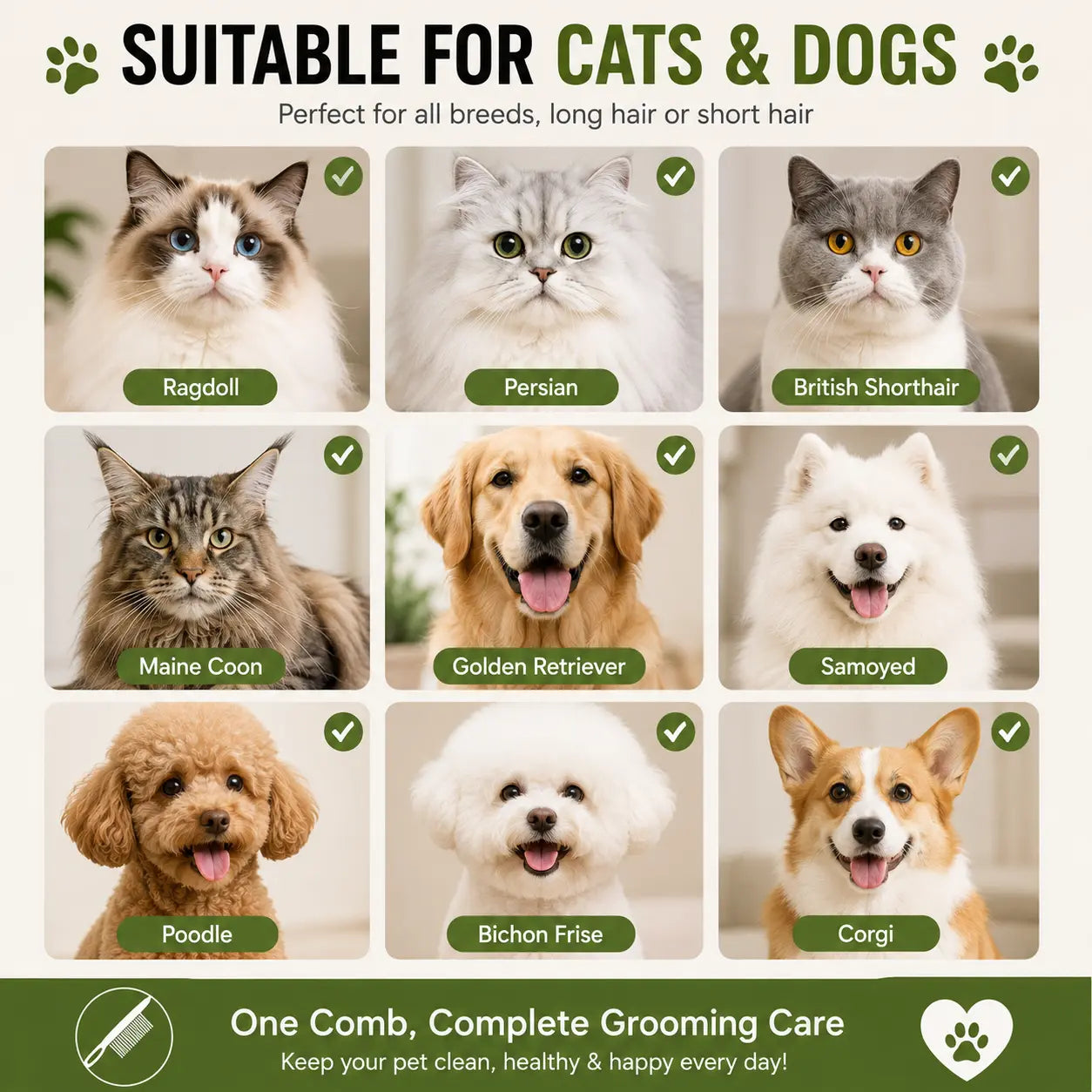 Pet Face Comb Set for Cats & Dogs, 2PCS