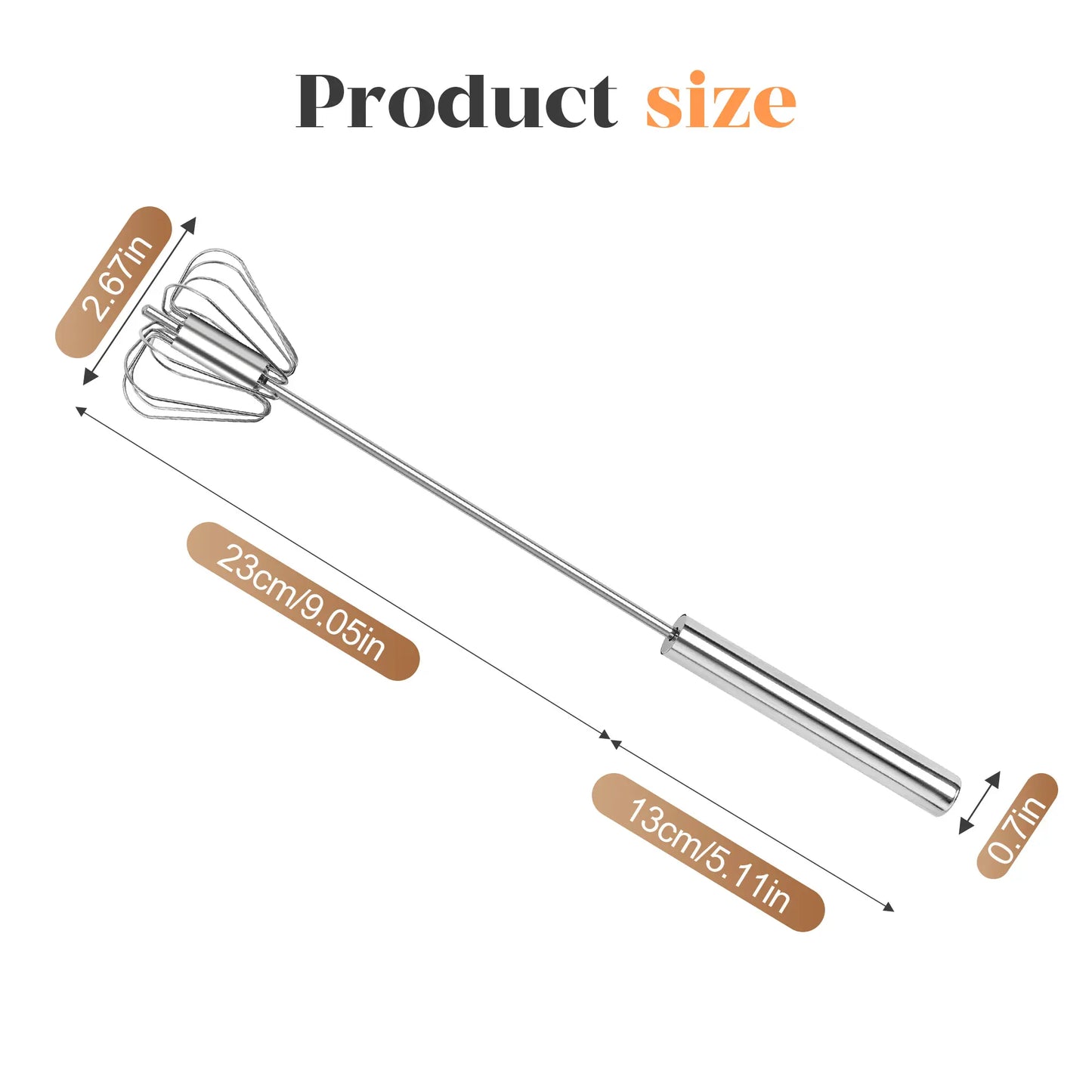 Hand Push Rotary Stainless Steel Whisk