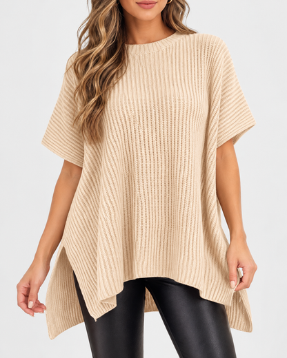Relaxed Oversized Puff-Sleeve Knit Pullover Top