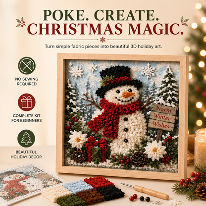⛄DIY Snowman Fabric Poke Art Kit, Handmade 3D Christmas Holiday Decoration Craft Set