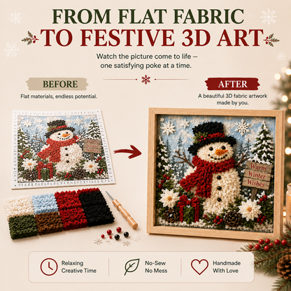 ⛄DIY Snowman Fabric Poke Art Kit, Handmade 3D Christmas Holiday Decoration Craft Set