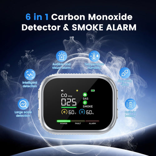 6-in-1 Safety Detector with Large LCD Display
