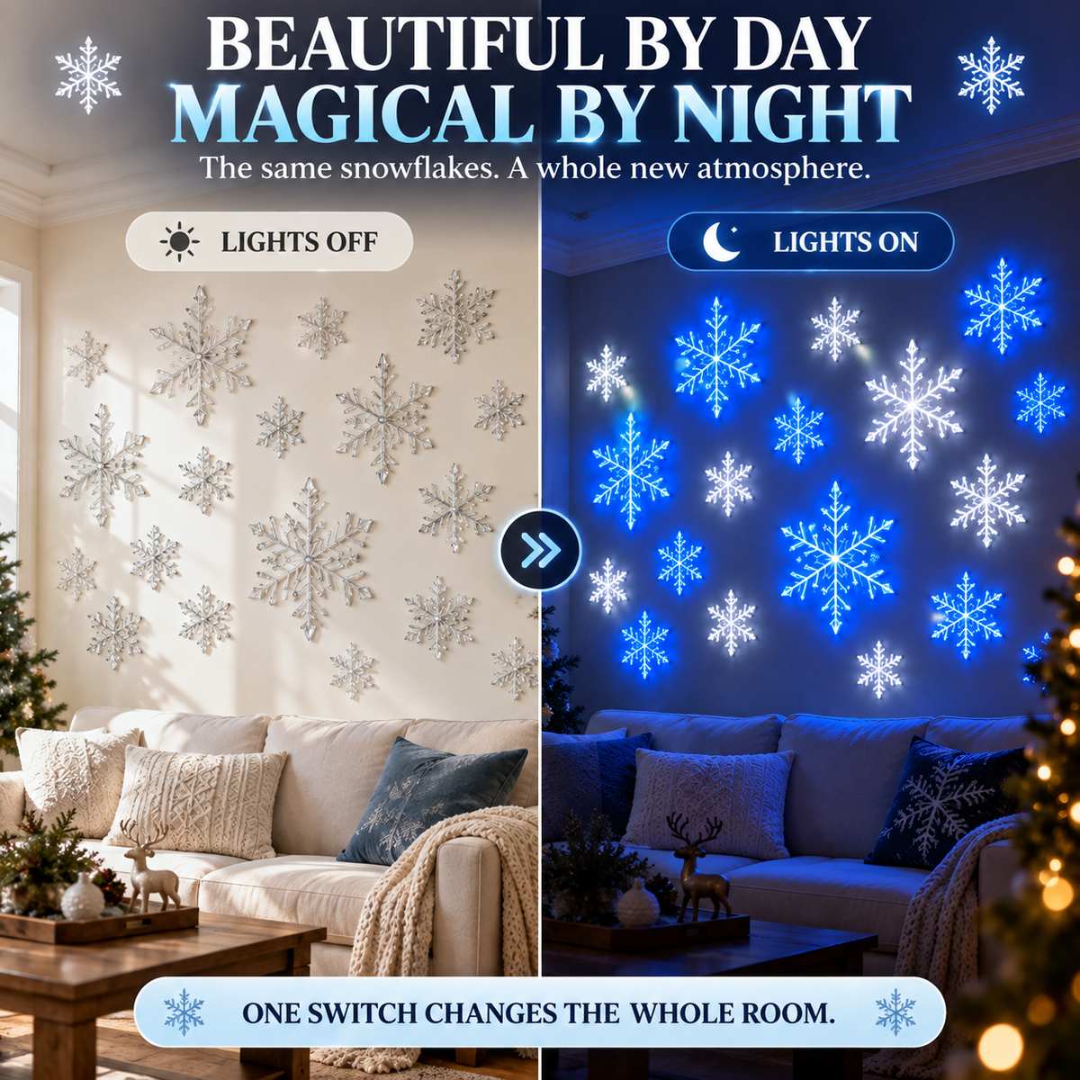 💙 Snowflake Christmas Decor Set, Blue & White Holiday Ornaments
