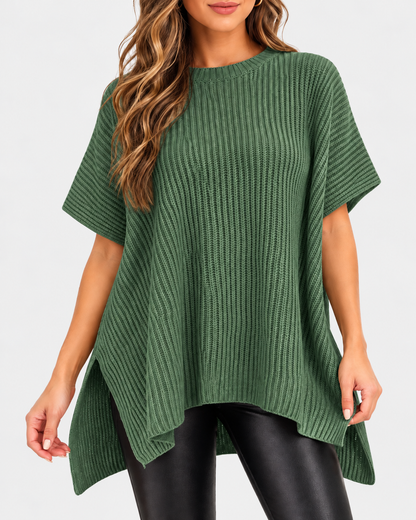 Relaxed Oversized Puff-Sleeve Knit Pullover Top