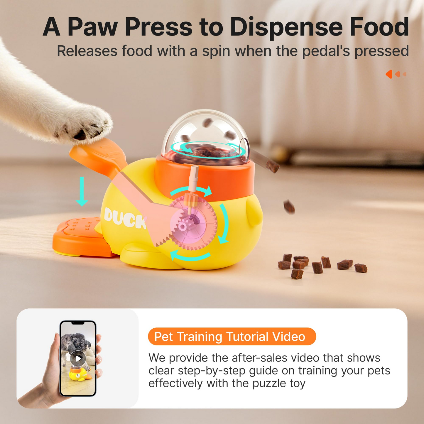 Dog Puzzle Toy, Interactive Duck-Shaped Puppy Food Slow Feeder Treat Dispenser