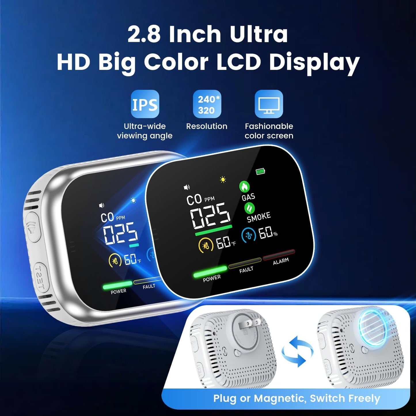 6-in-1 Safety Detector with Large LCD Display