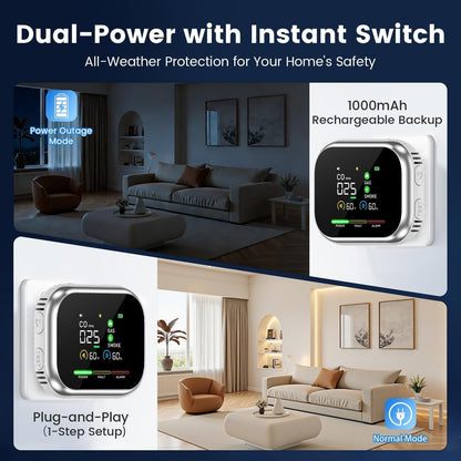6-in-1 Safety Detector with Large LCD Display