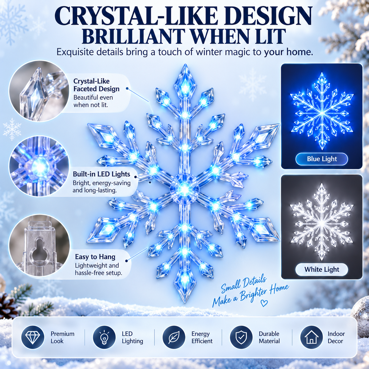 💙 Snowflake Christmas Decor Set, Blue & White Holiday Ornaments