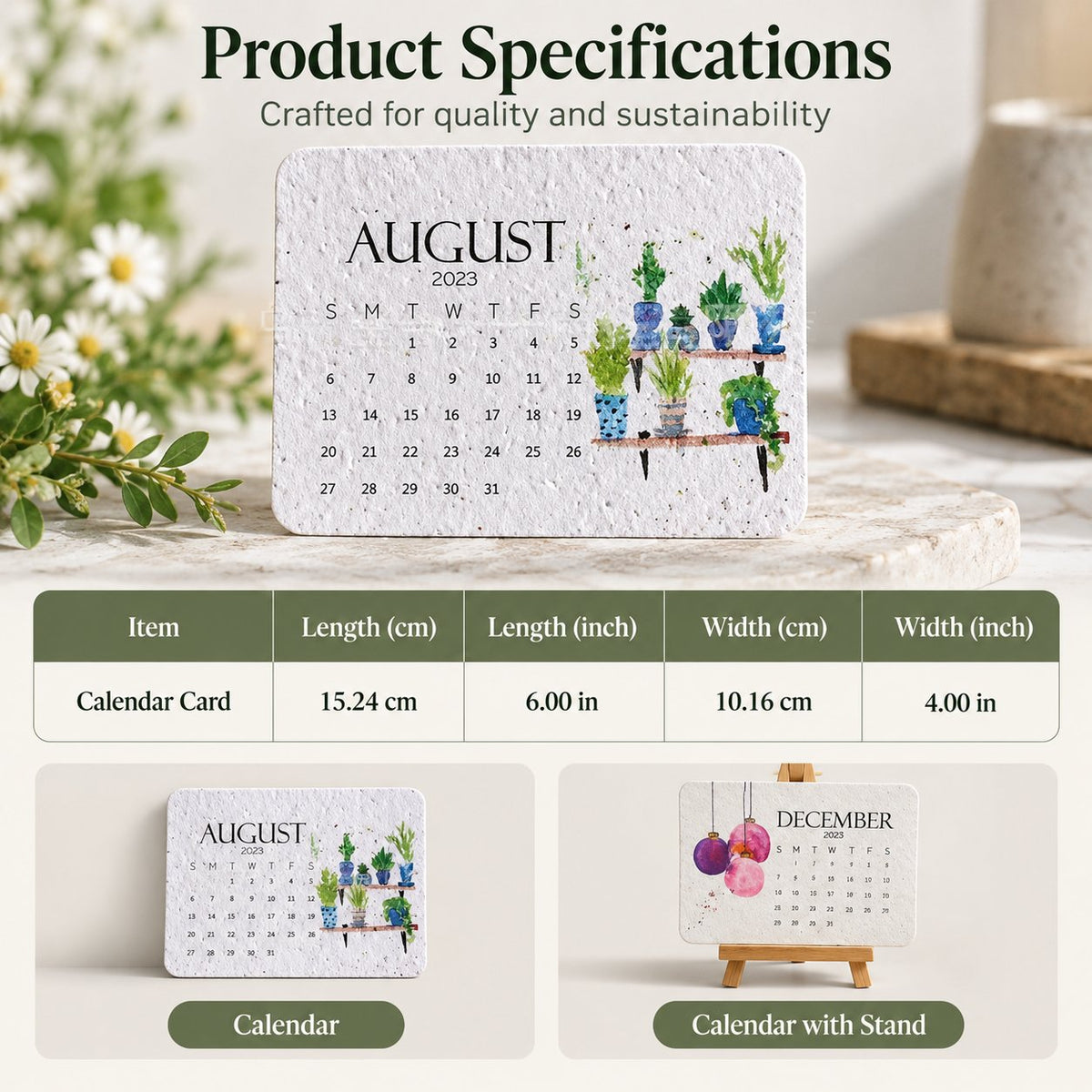 🌱Eco-Friendly Plantable “Timeless” Seed Calendar 2027