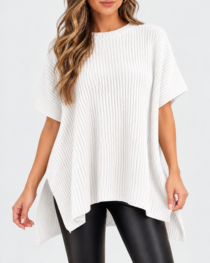 Relaxed Oversized Puff-Sleeve Knit Pullover Top