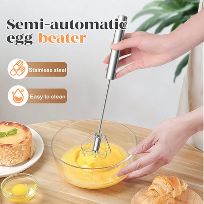 Hand Push Rotary Stainless Steel Whisk