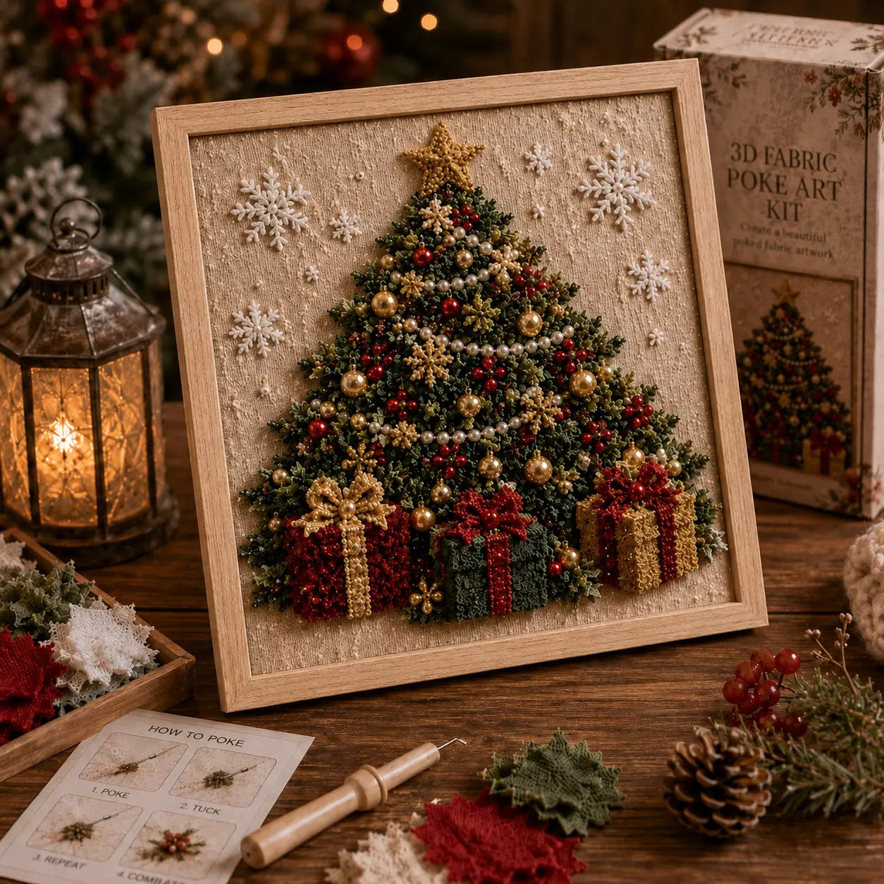 ⛄DIY Snowman Fabric Poke Art Kit, Handmade 3D Christmas Holiday Decoration Craft Set