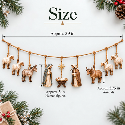 ✝️🎄Handcrafted Wooden Nativity Garland