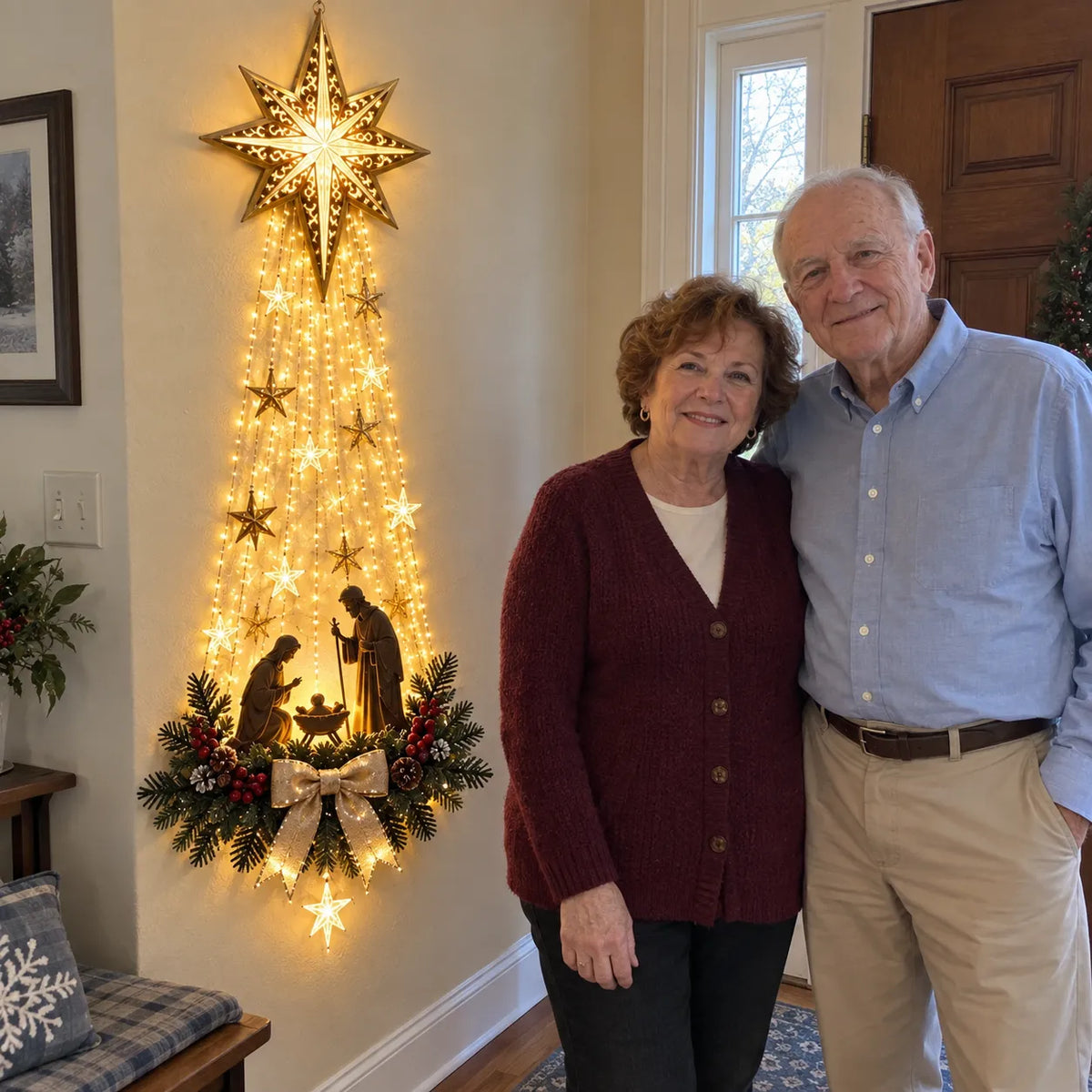 ✝️ Bethlehem Star‑Inspired Lighted Nativity Wall Hanging Decor