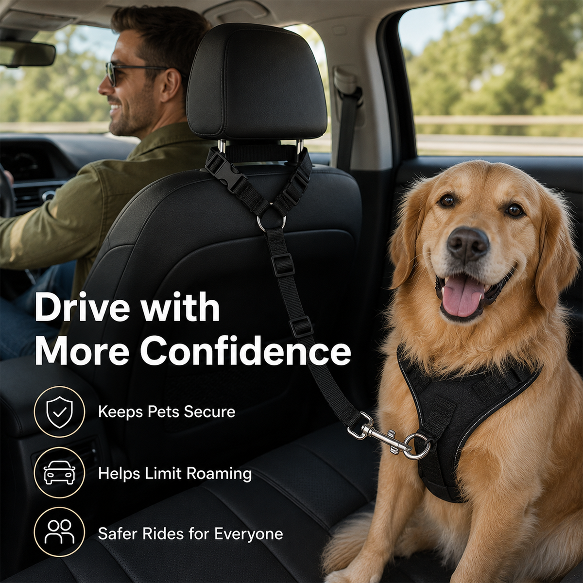 2-Pack Adjustable Dog Car Seat Belt