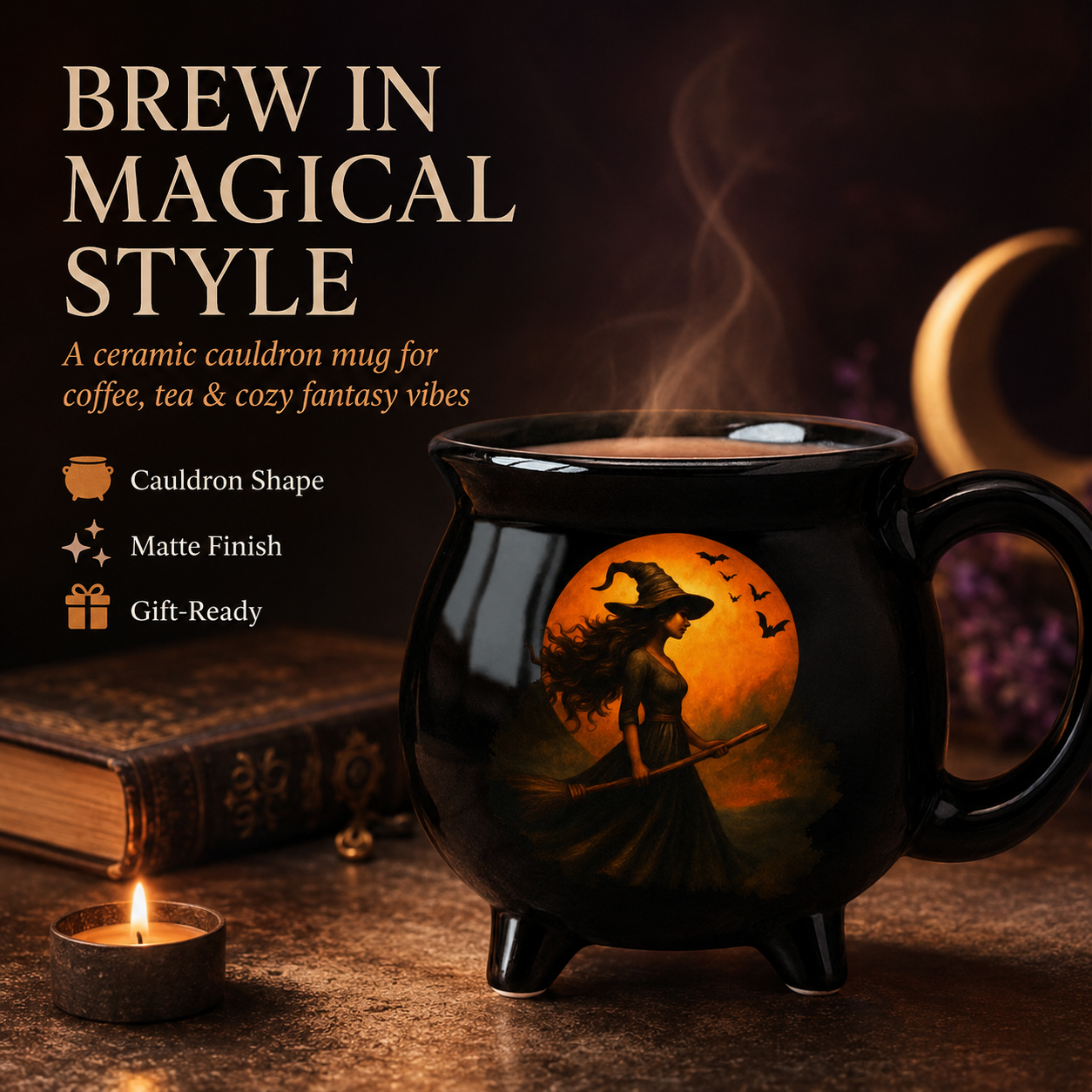 Halloween Witch Cauldron Coffee Mug Witchy Themed Cup