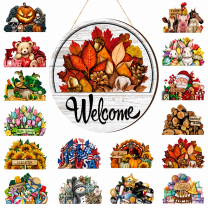 16 Pcs Interchangeable Welcome Sign for Front Door