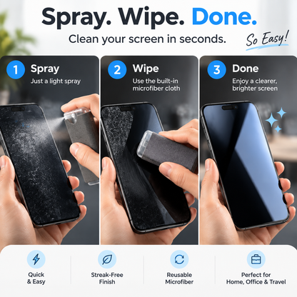 ✨ Portable Screen Cleaner Spray – Pocket‑Sized 2‑in‑1 Cleaner for Phone & Laptop