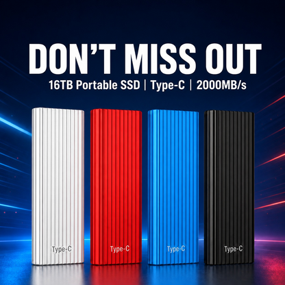 High Capacity Type-C Portable SSD, Compact External Storage for Laptops Phones Travel