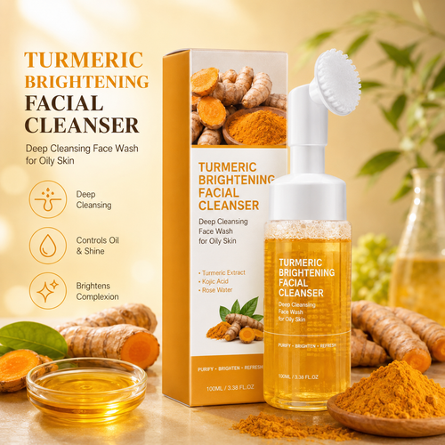 Turmeric Brightening Facial Cleanser, Deep Cleansing Face Wash for Oily Skin
