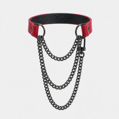 Black Vegan Leather Layered Choker Necklace
