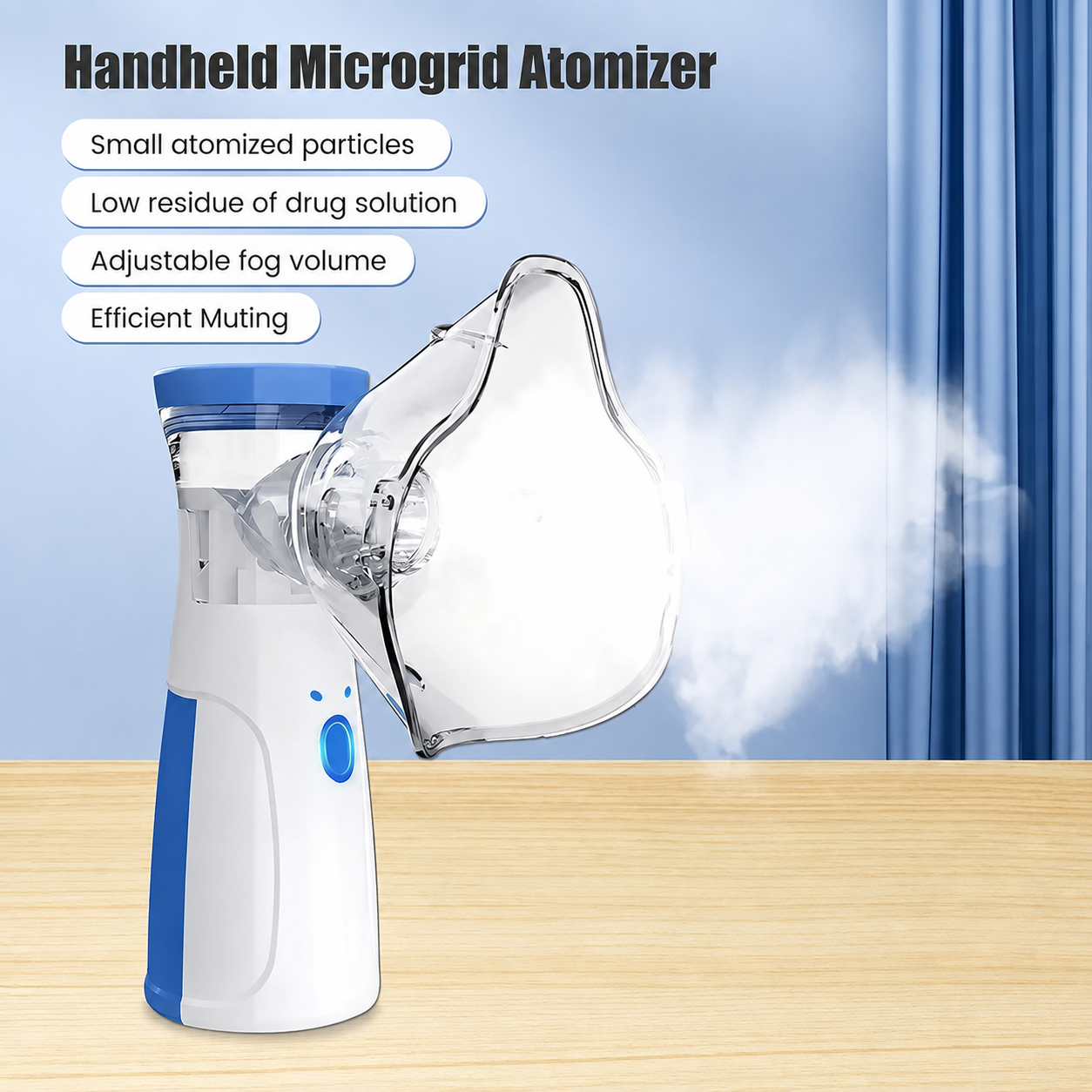 Portable Handheld Mesh Nebulizer for Adults Kids, Rechargeable Plug‑In Ultrasonic Device, Self‑Cleaning