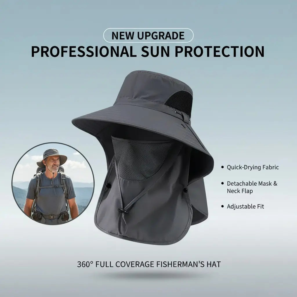 Summer Fisherman's Hat Detachable Outdoor Fishing Face Covering Neck Protection Sun Hat