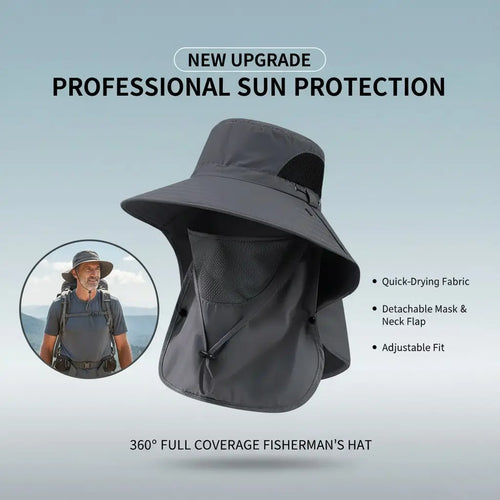 Summer Fisherman's Hat Detachable Outdoor Fishing Face Covering Neck Protection Sun Hat