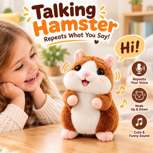 ✨Talking Hamster Plush – repeats whatever you say, auto head-shaking, hilarious fun for kids & adults.🎁