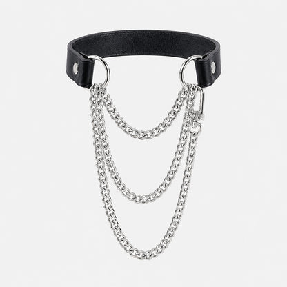 Black Vegan Leather Layered Choker Necklace