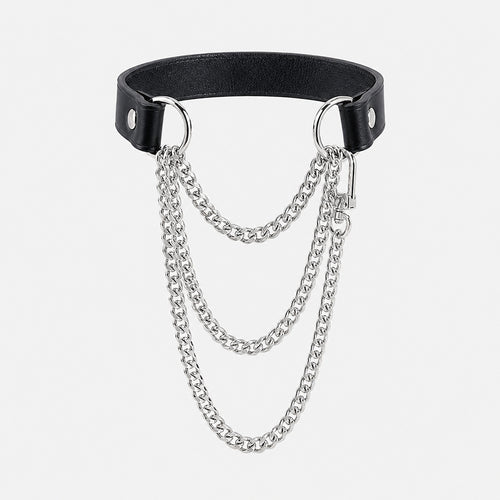 Black Vegan Leather Layered Choker Necklace