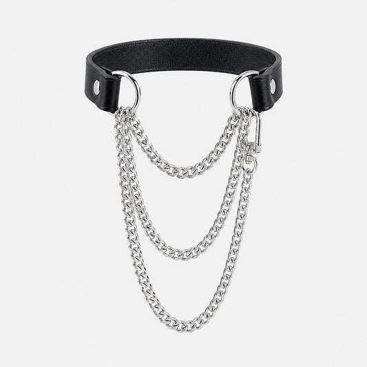 Black Vegan Leather Layered Choker Necklace