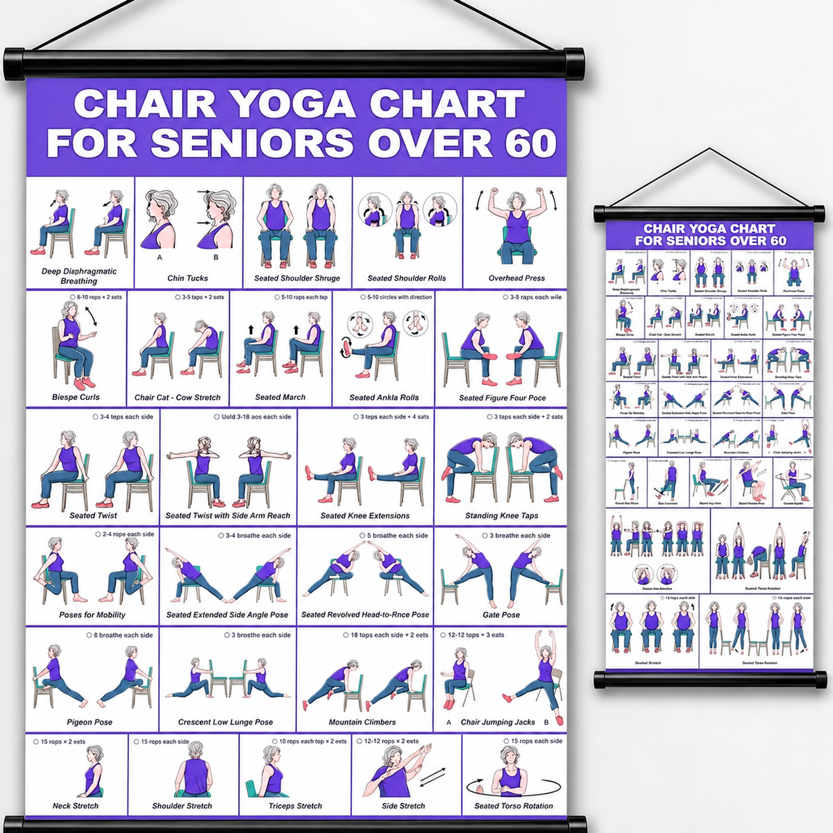 Tai Chi Chair Workout Chart for Seniors (16 x 24 inches)
