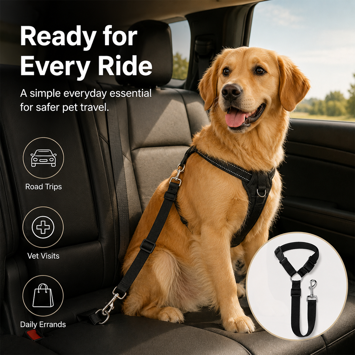2-Pack Adjustable Dog Car Seat Belt