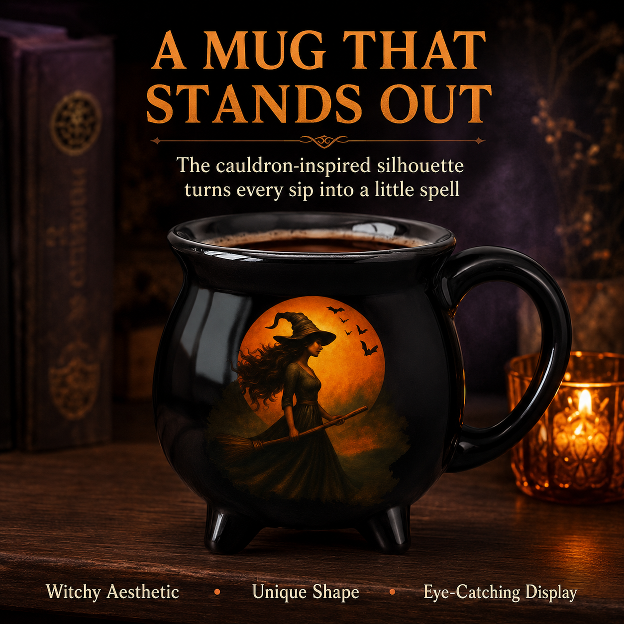 Halloween Witch Cauldron Coffee Mug Witchy Themed Cup