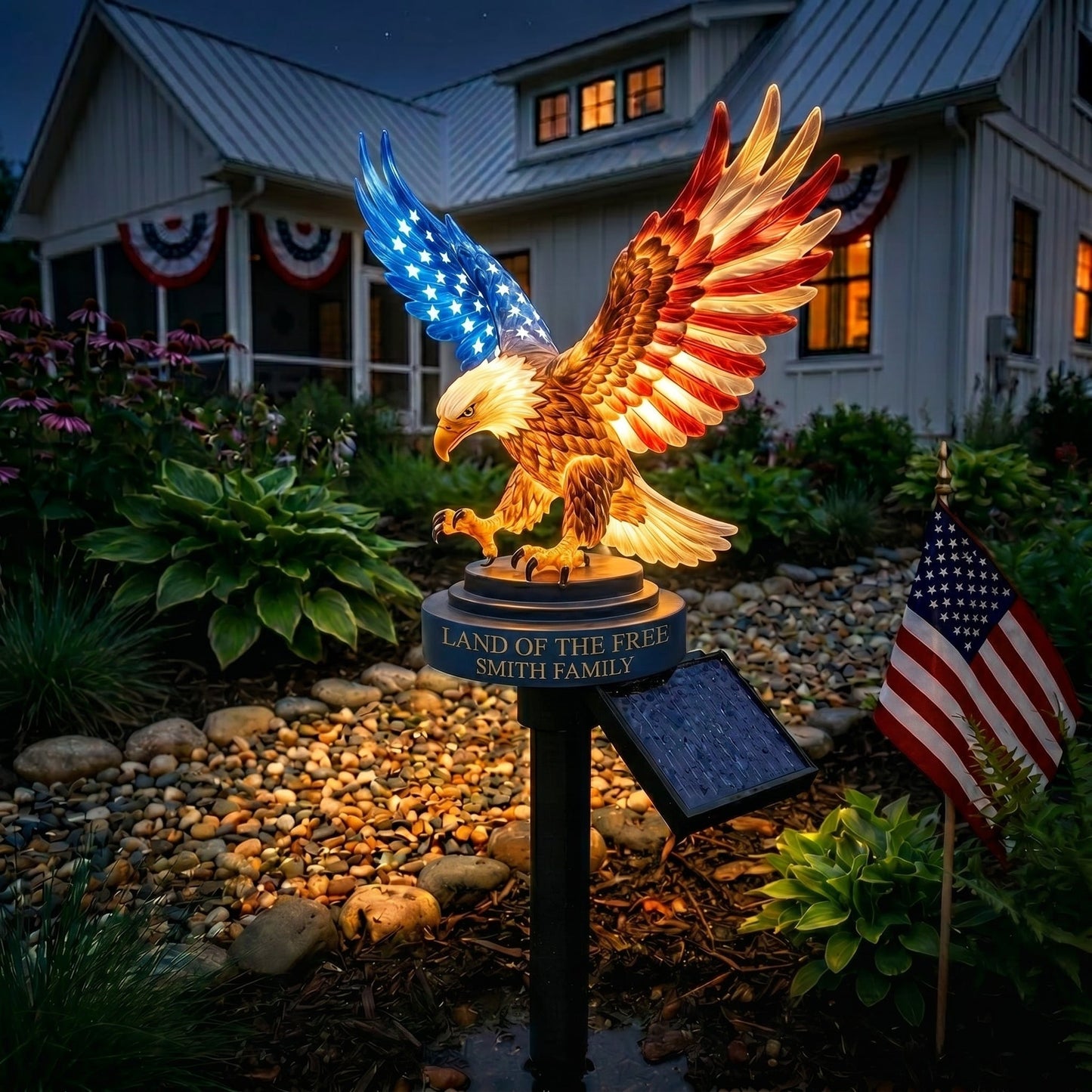 🦅 Personalized Solar Eagle Garden Light