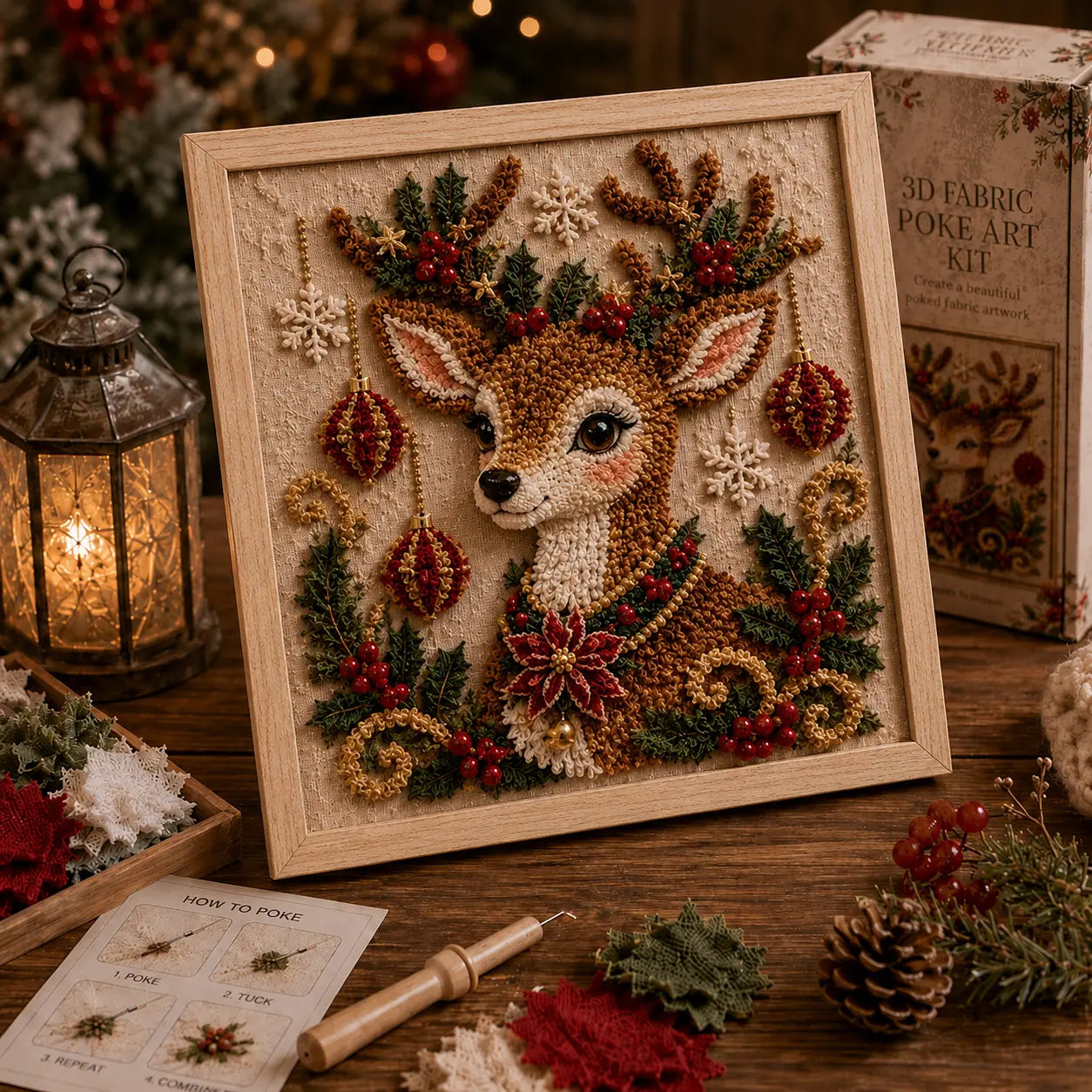 ⛄DIY Snowman Fabric Poke Art Kit, Handmade 3D Christmas Holiday Decoration Craft Set