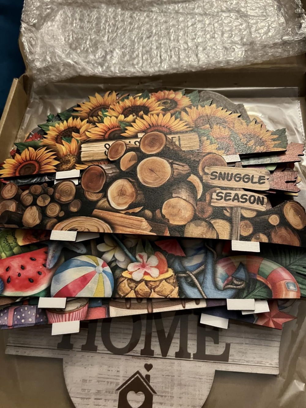 Seasonal welcome sign in an entryway