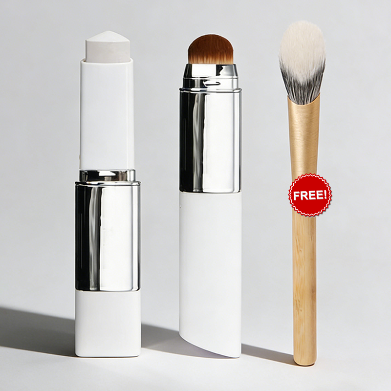 Cream Stick V White Korean Color-Changing Foundation Stick with Volufiline+ Free Brush