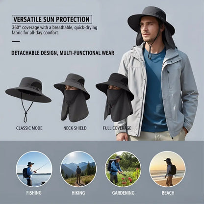 Summer Fisherman's Hat Detachable Outdoor Fishing Face Covering Neck Protection Sun Hat