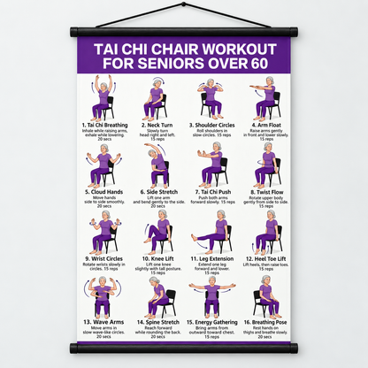 Tai Chi Chair Workout Chart for Seniors (16 x 24 inches)