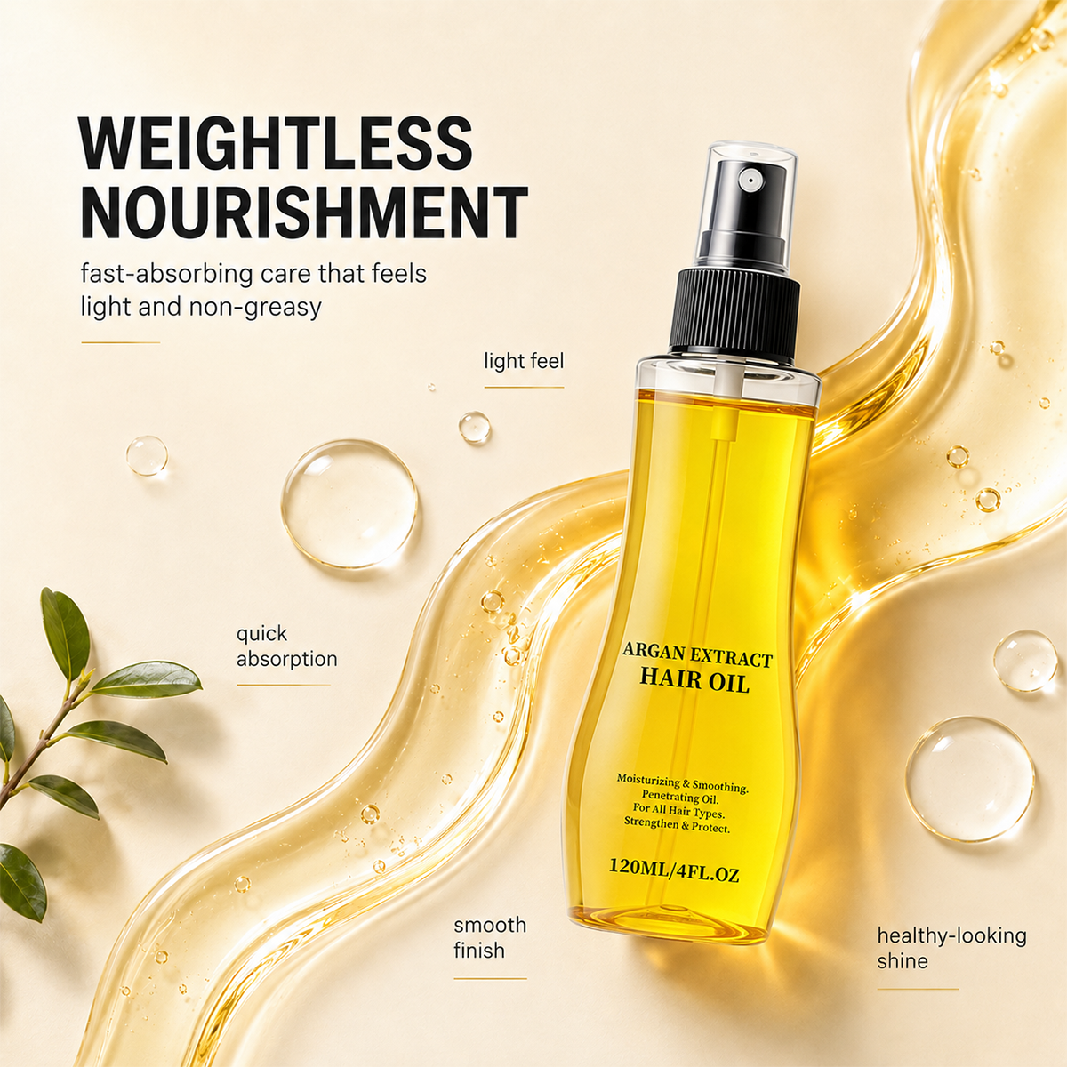 Natural Argan Coconut Rosemary Hair Oil Non Greasy