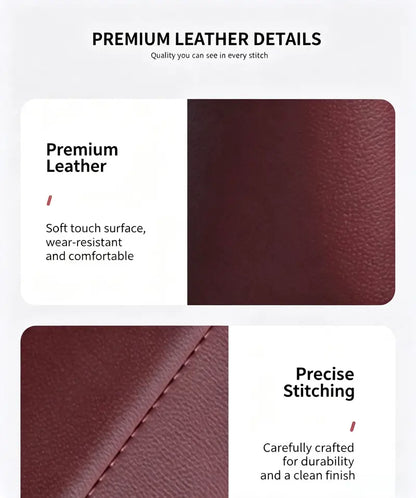 Leather Car Door Side Organizer Pocket, Double‑Layer Storage Pouch with Flannel Lining