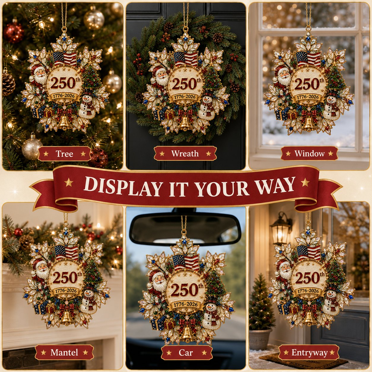🔥🇺🇸 America’s 250th Anniversary Christmas Ornament – 1776–2026 Commemorative Keepsake