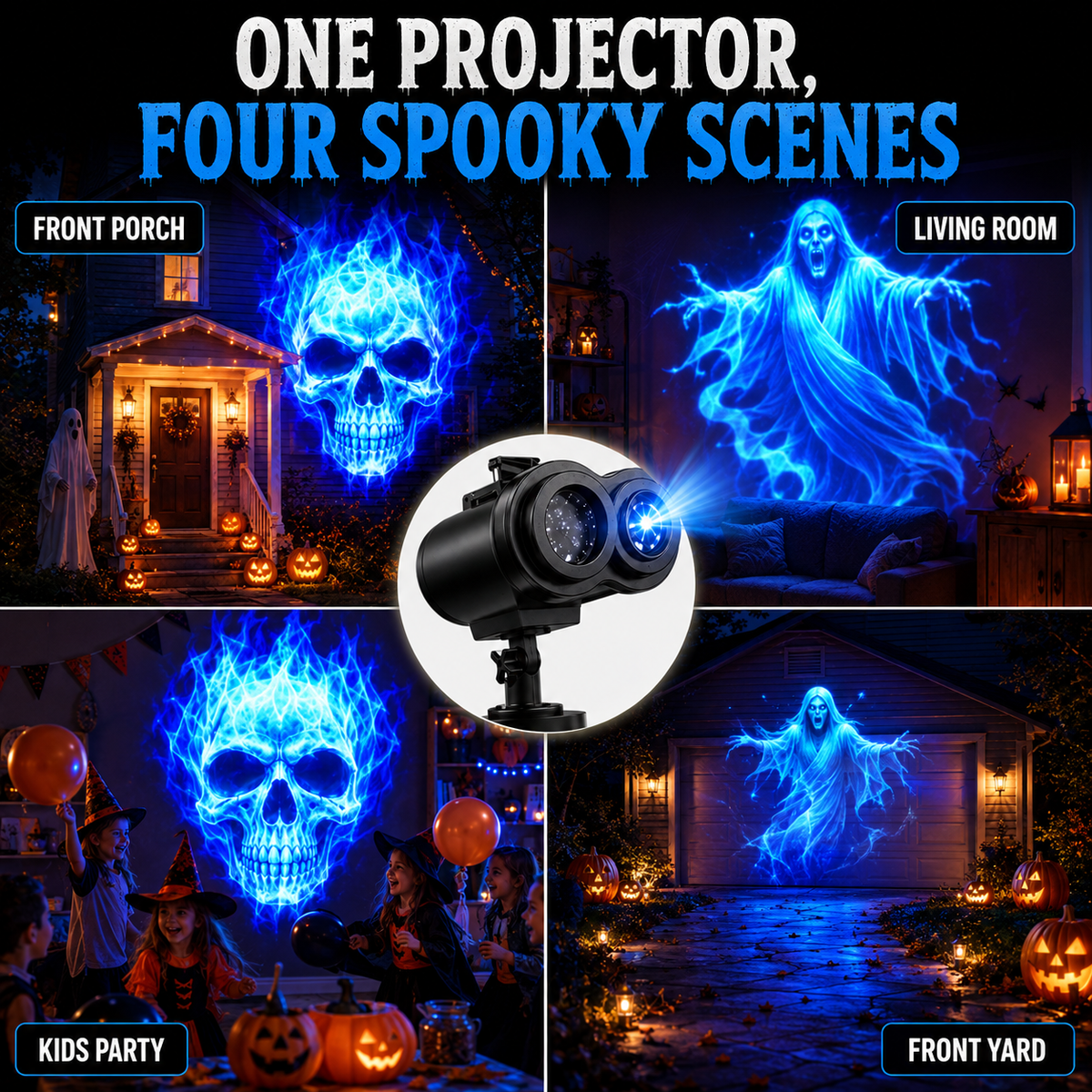Halloween Skull Dynamic Light 10 Unique HD Projection Patterns